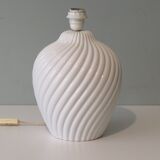 Table lamp in white ceramic, glazed and twisted