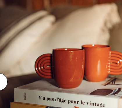 Amber terracotta ceramic cup - Oustao