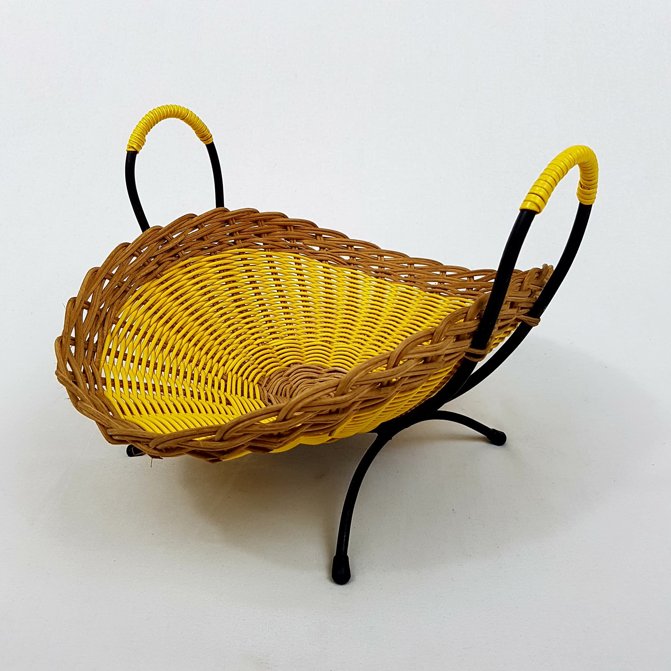 Corbeille a fruits scoubidou jaune