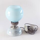 Blue opaline and ceramic lamp