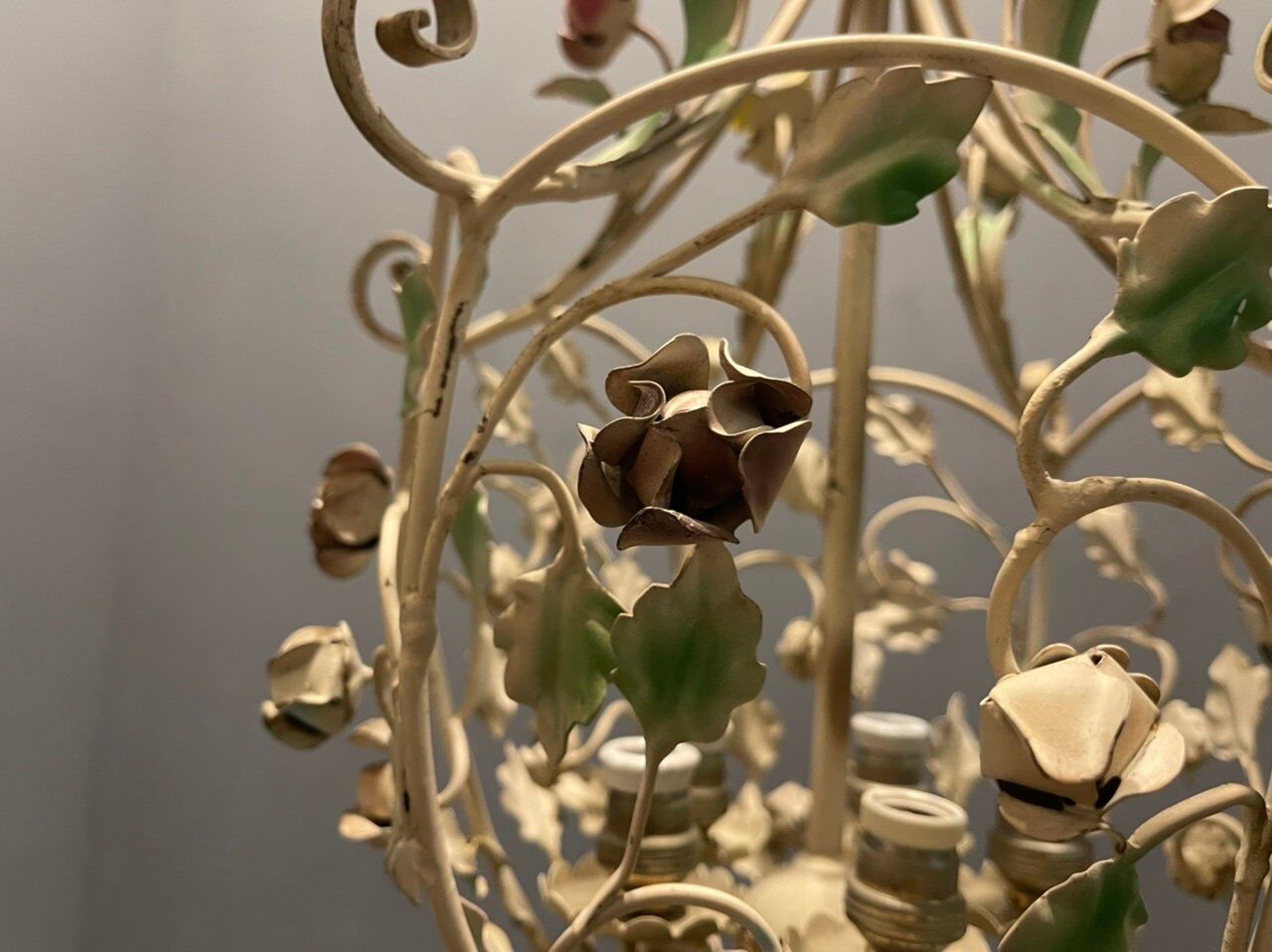 Italian Tole Flower Chandelier, 1960s