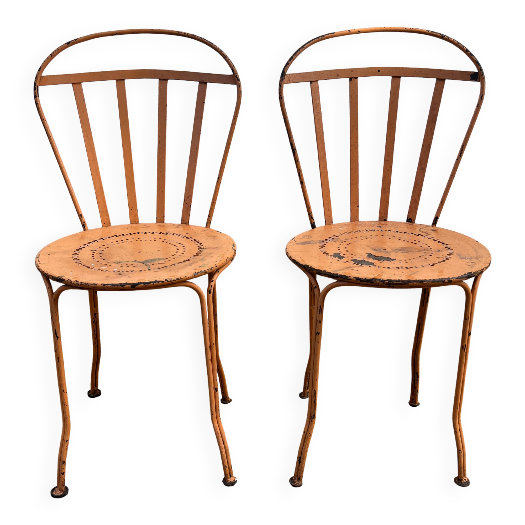 2 chaises montgolfière de jardin vintage