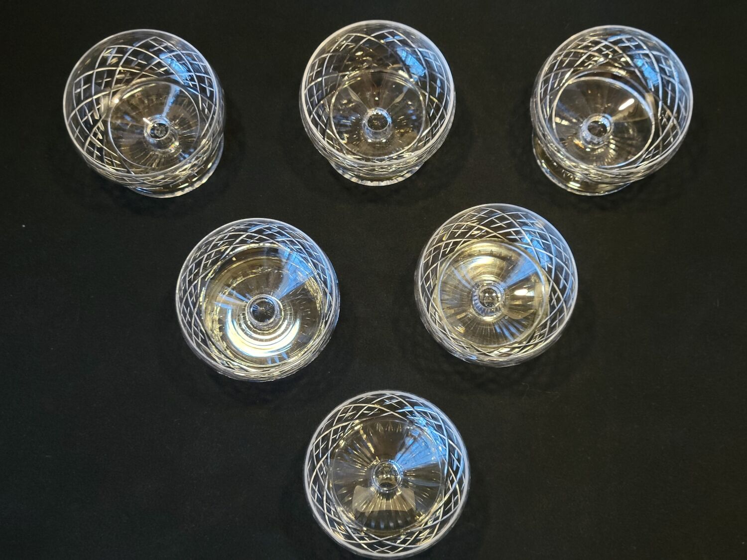 6 St Saint Louis champagne glasses Florian model in cut crystal 539