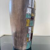 Vintage ceramic vase with abstract decor, Vallauris circa 1960