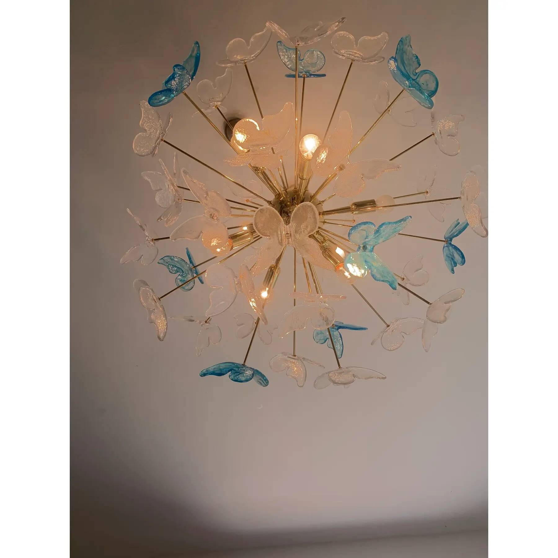 Italian Sputnik Butterfly Chandelier in Murano Glass, Venini Style