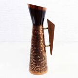 Vintage copper and teak vase