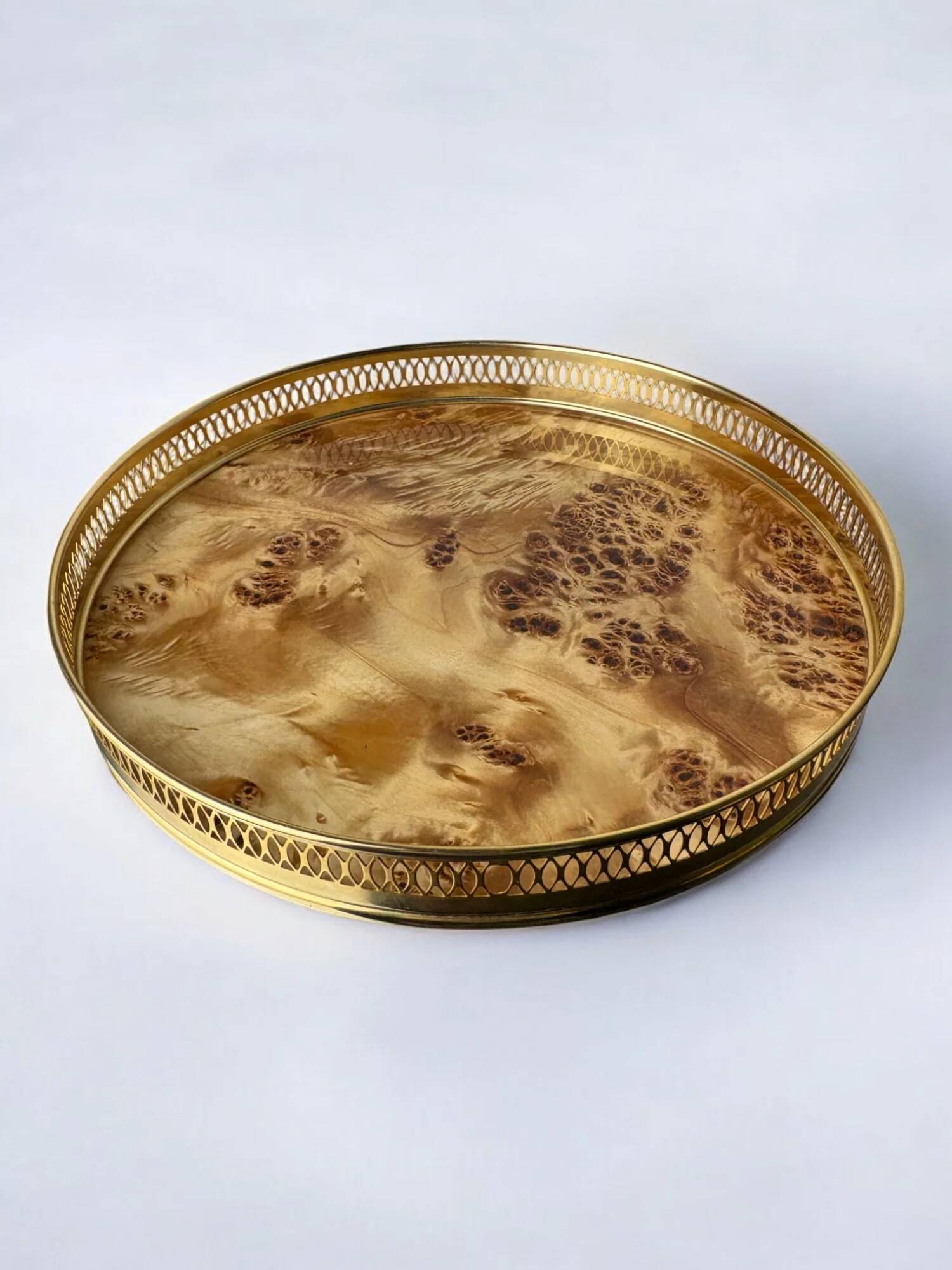 Aldo Tura style tray in Lucite burl wood, Italy, circa 1970