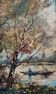 Old painting of a boat ride Signed Duval