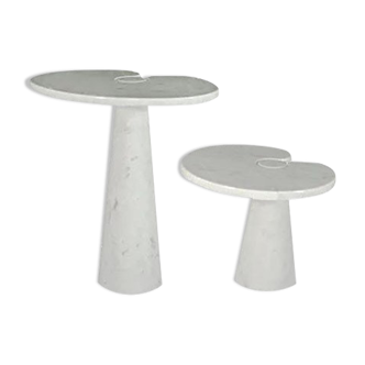Paire de tables basses en marbre blanc de Carrare