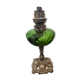 Lampe à huile  réservoir en verre couleur vert