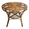 Vintage rattan round coffee table 1960