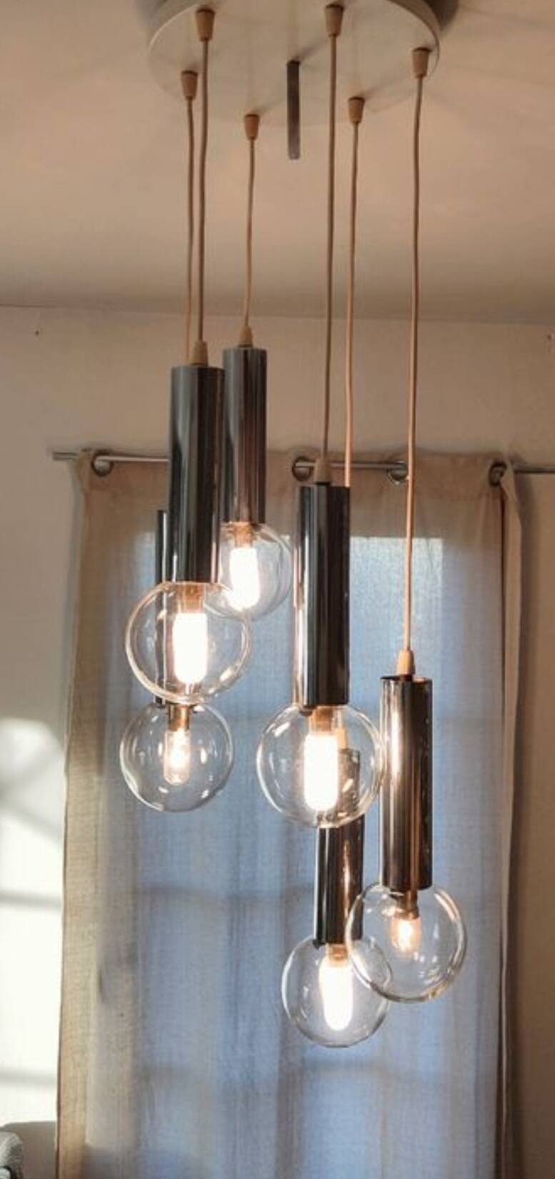 Vintage waterfall chandelier pendant 1960 70s