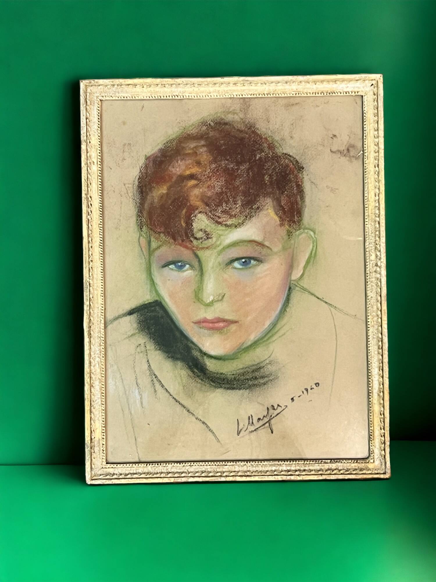 Pastel, portrait of a young adolescent signed L. Mayer, 20th century