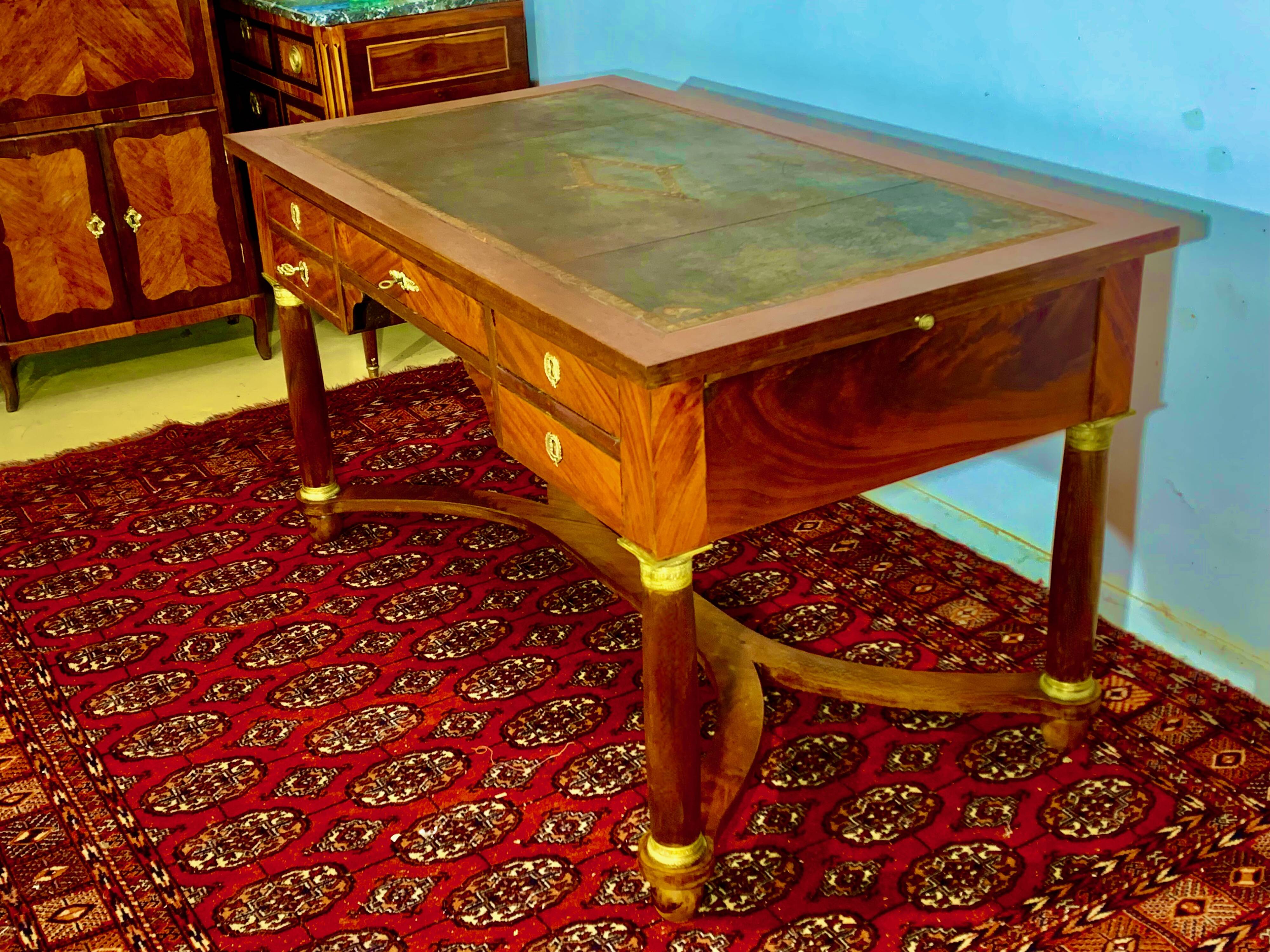 Double-sided EMPIRE Style DESK in Mahogany and gilded bronzes