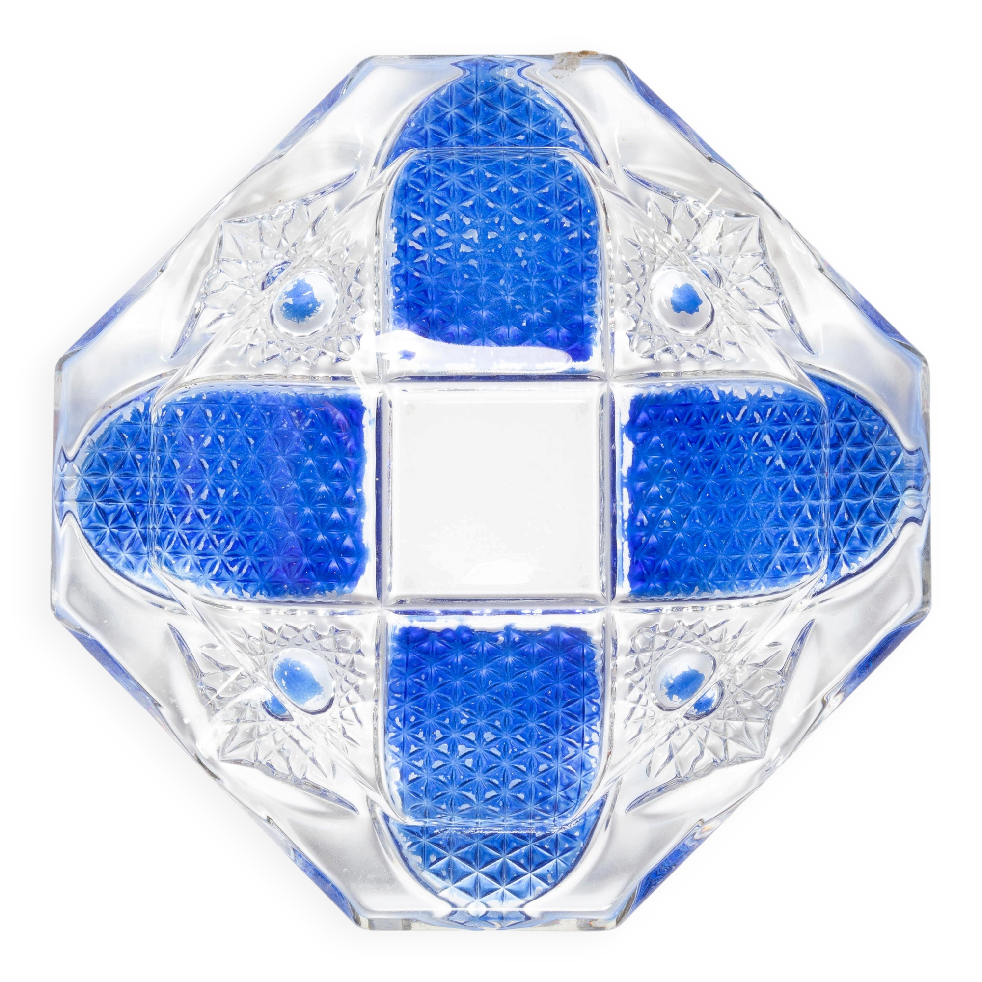 Vintage blue and clear glass ashtray, Italy, 1970s