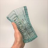 Art deco vase in turquoise blue transparent glass