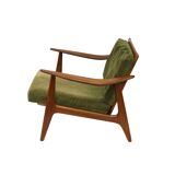 Vintage Scandinavian armchair with green corduroy upholstery from the 1970s