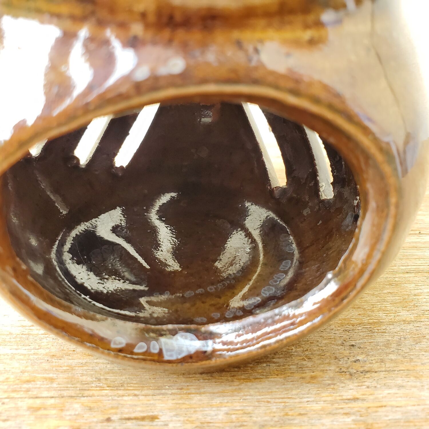 Stoneware owl candle holder