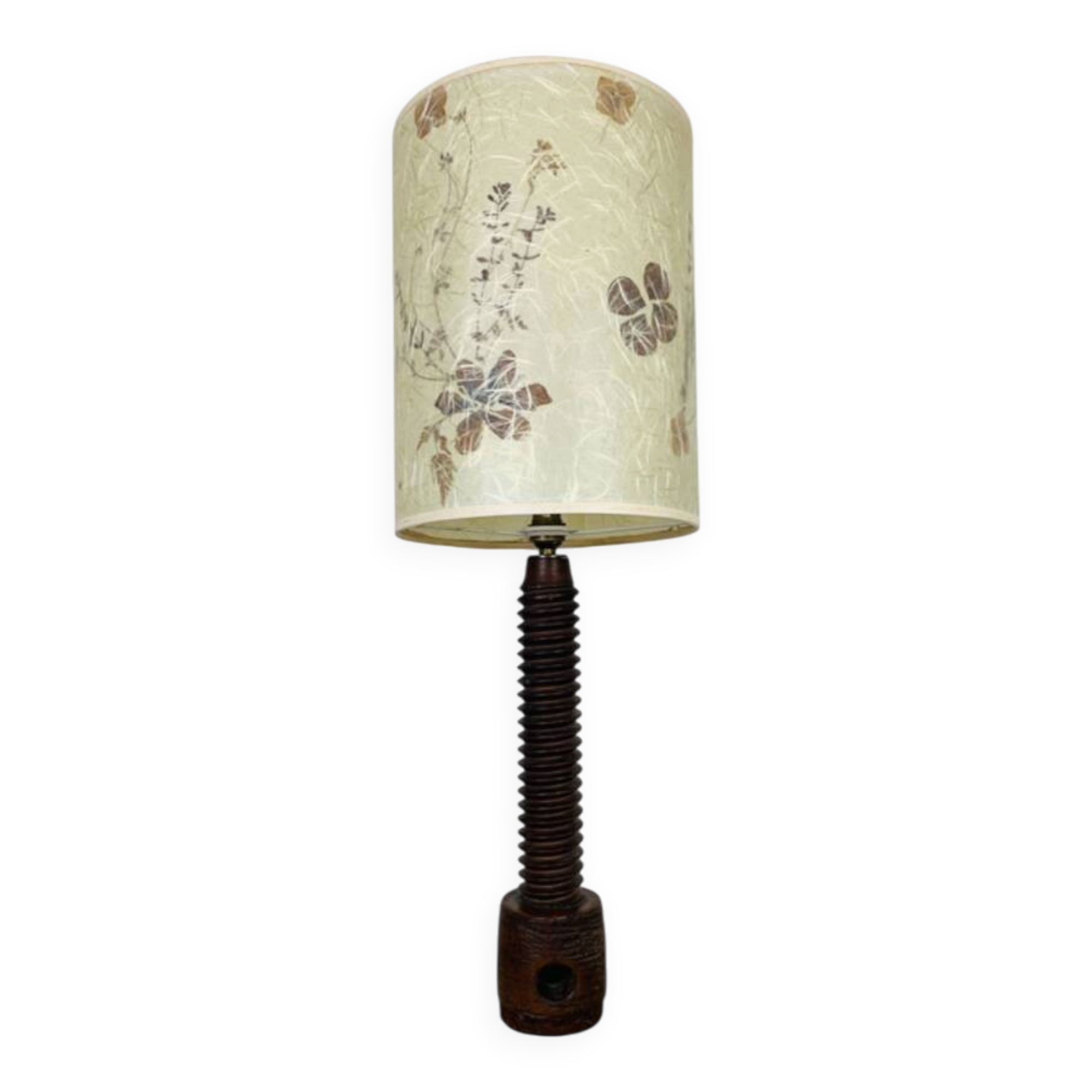 Lampe brutaliste art populaire 73 cm, bois tourné