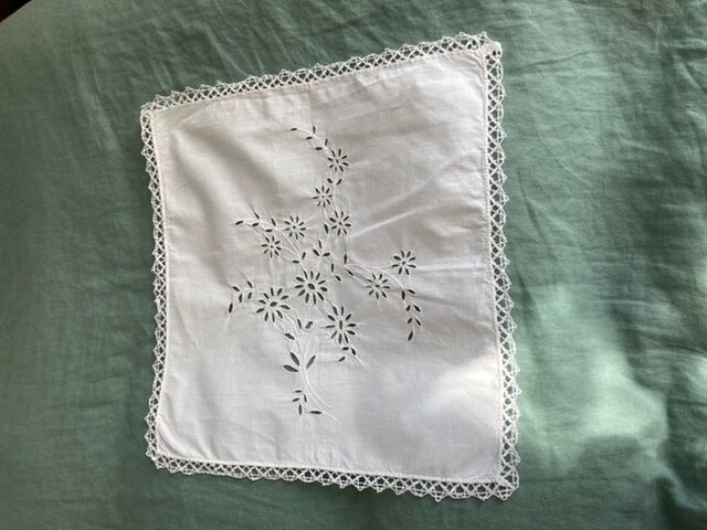 Lot of 2 old embroidered doilies