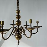 Small golden Dutch chandelier with 6 arms of light