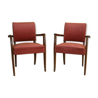 Paire de fauteuils club années 50