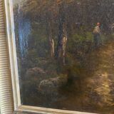 HST painting "Animated landscape at dusk" 19th century