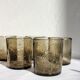 5 vintage water glasses in smoked bubbled glass
