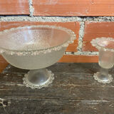 Masserini barocco fruit bowl pair moulded glass bead row vintage