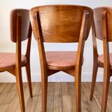 Set of 6 Scandinavian chairs in beech wood and pastel skaï 50s