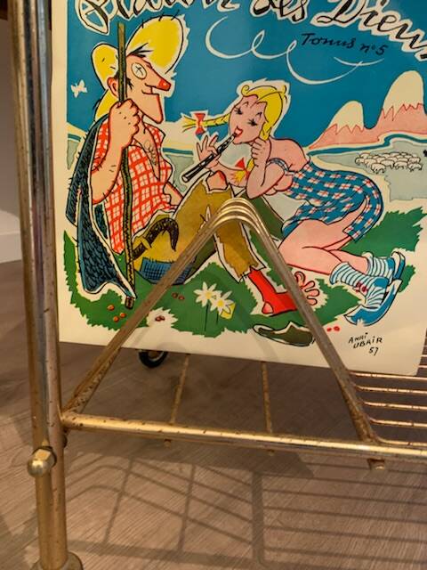 Vintage vinyl storage table trolley