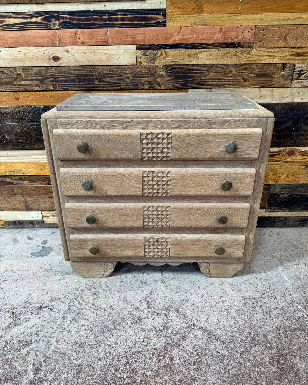 Art Deco commode in sandblasted oak