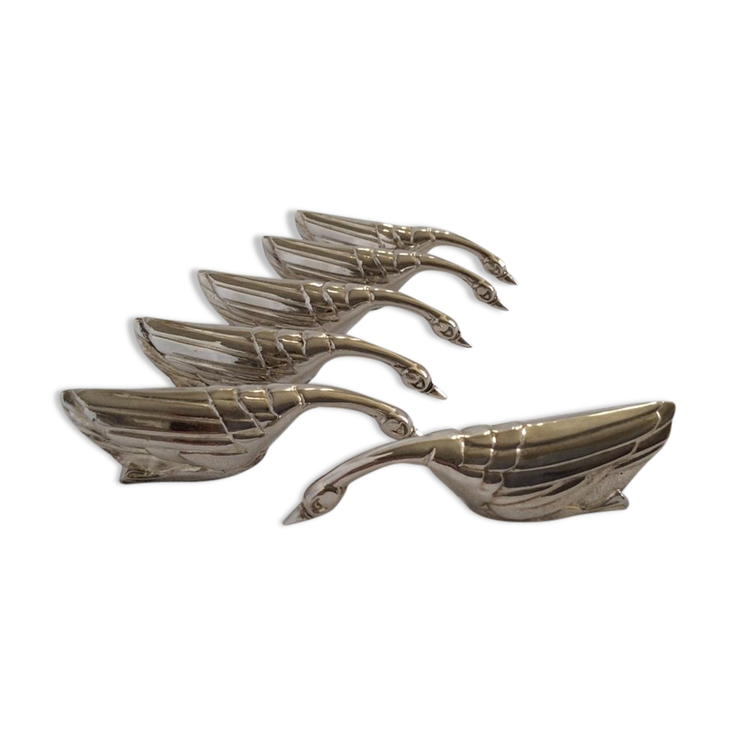 Lot de 6 porte-couteaux en métal argenté en forme de cygne ou d'oie décoration de table festive