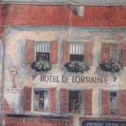 Village wall tapestry in trompe l'oeil after F de Villeneuve