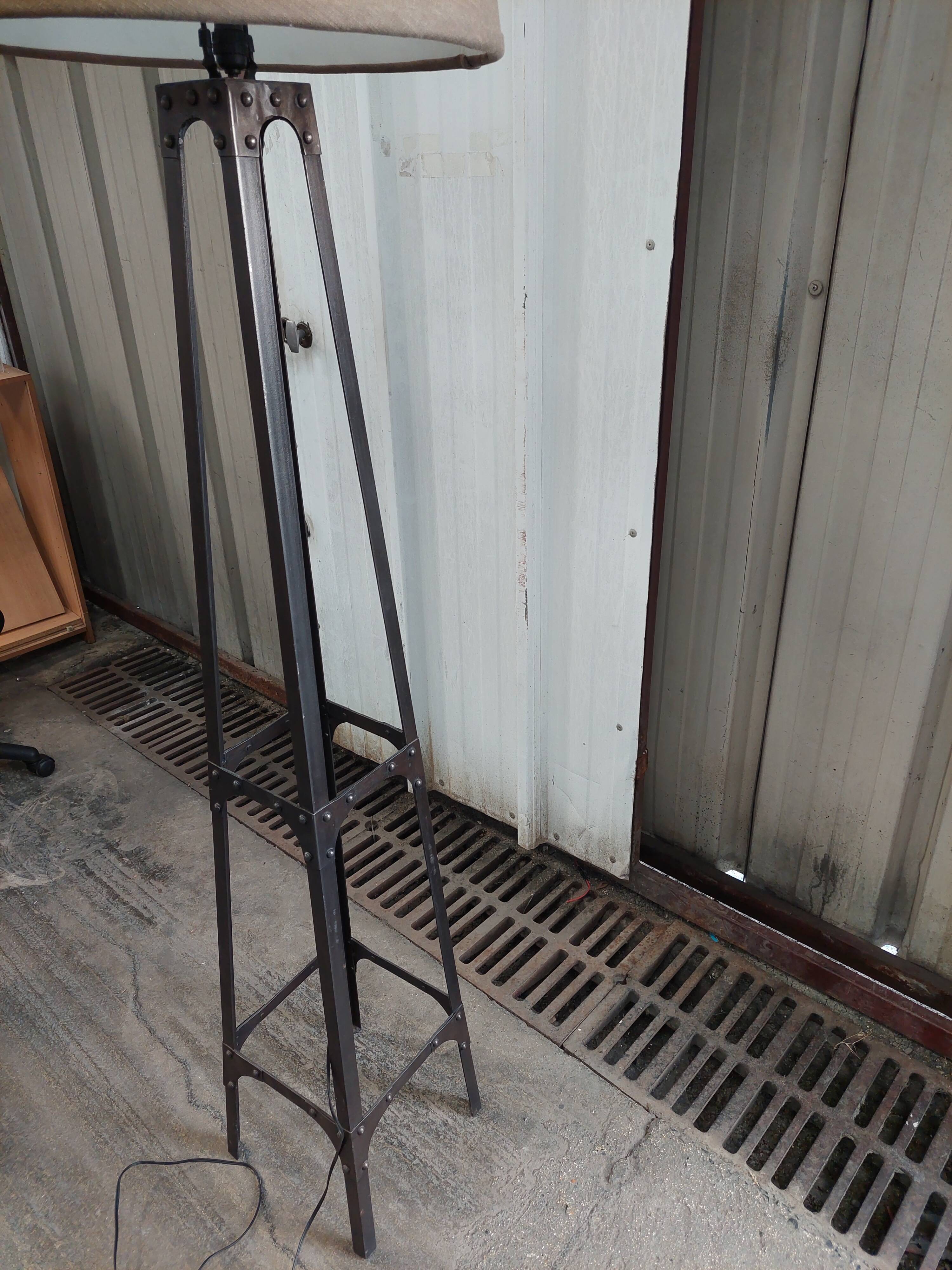 Dark brown industrial floor lamp