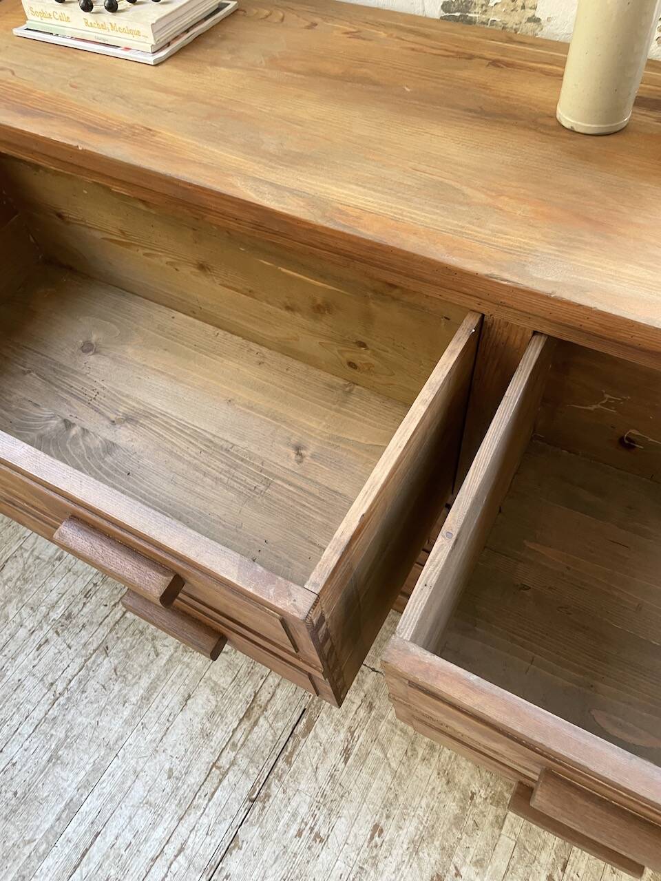 50s pitch pine haberdashery cabinet