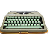 Typewriter hermes baby rocket lime green with its brown suitcase revised ribbon new