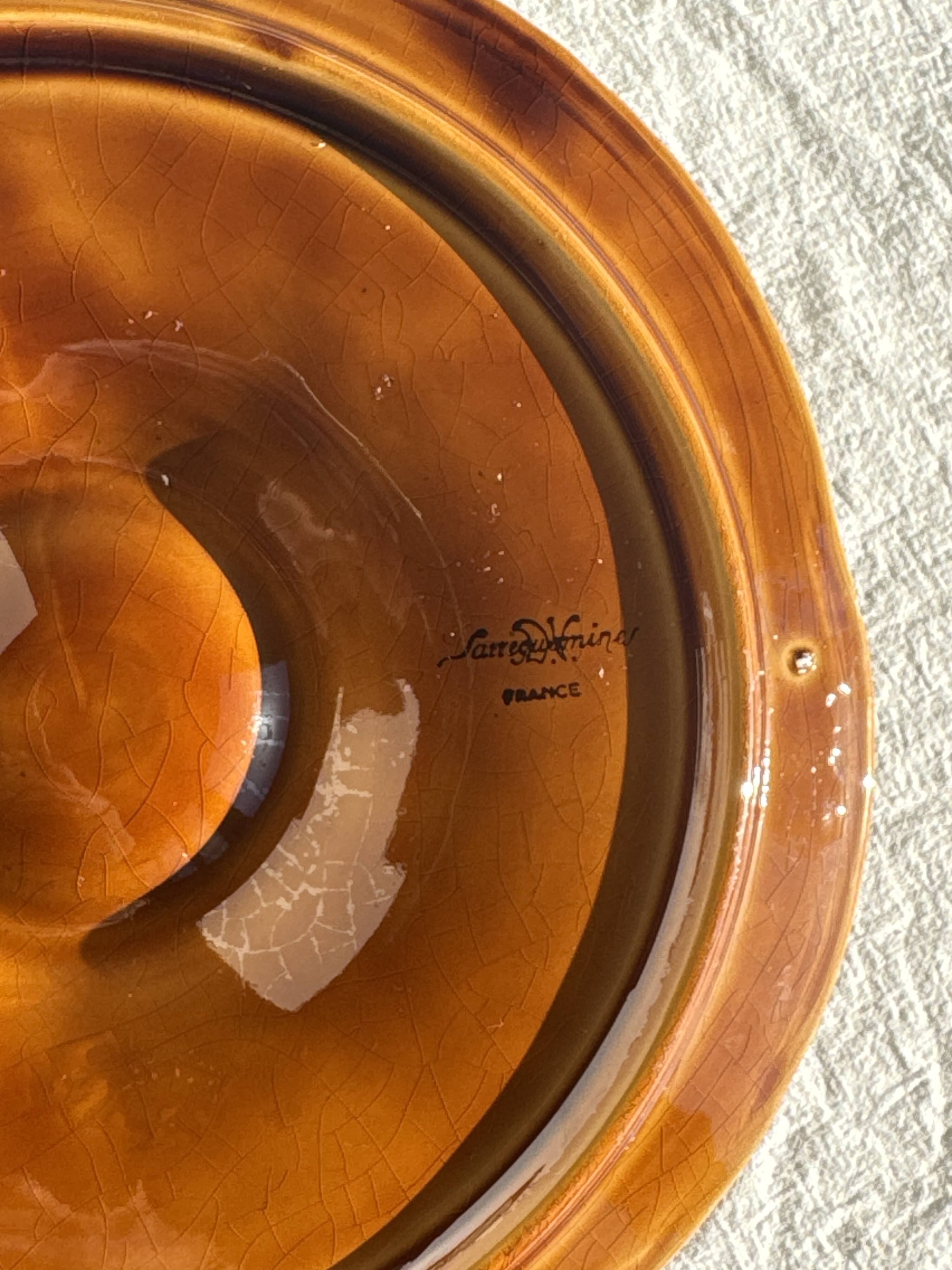 Set of 12 oyster or shell plates in glazed brown ceramic D