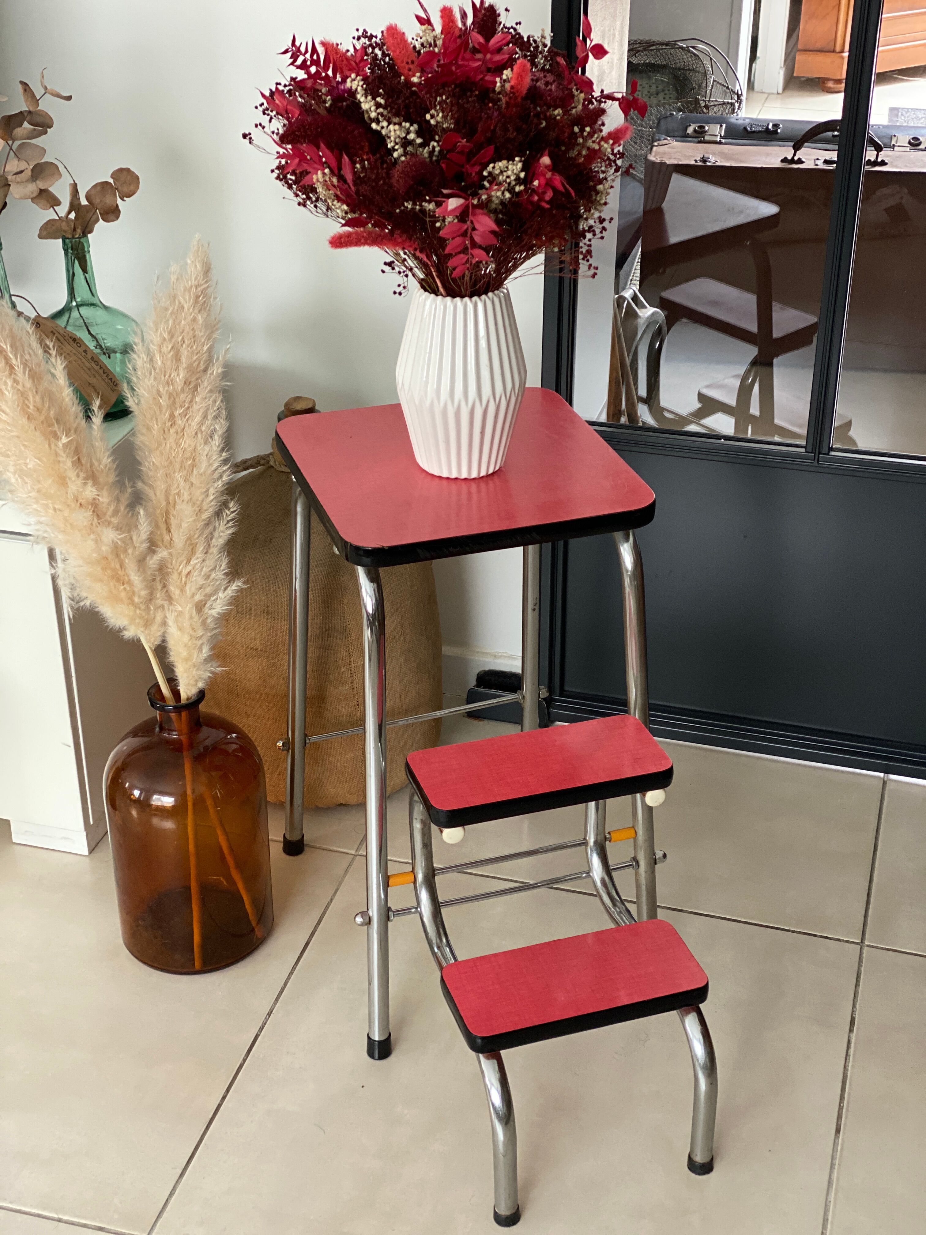 Stool stepladder formica vintage