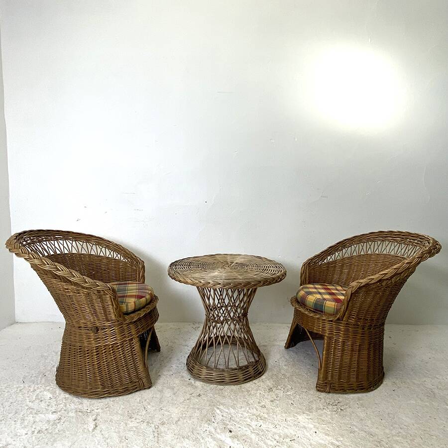 Vintage 70's rattan lounge set
