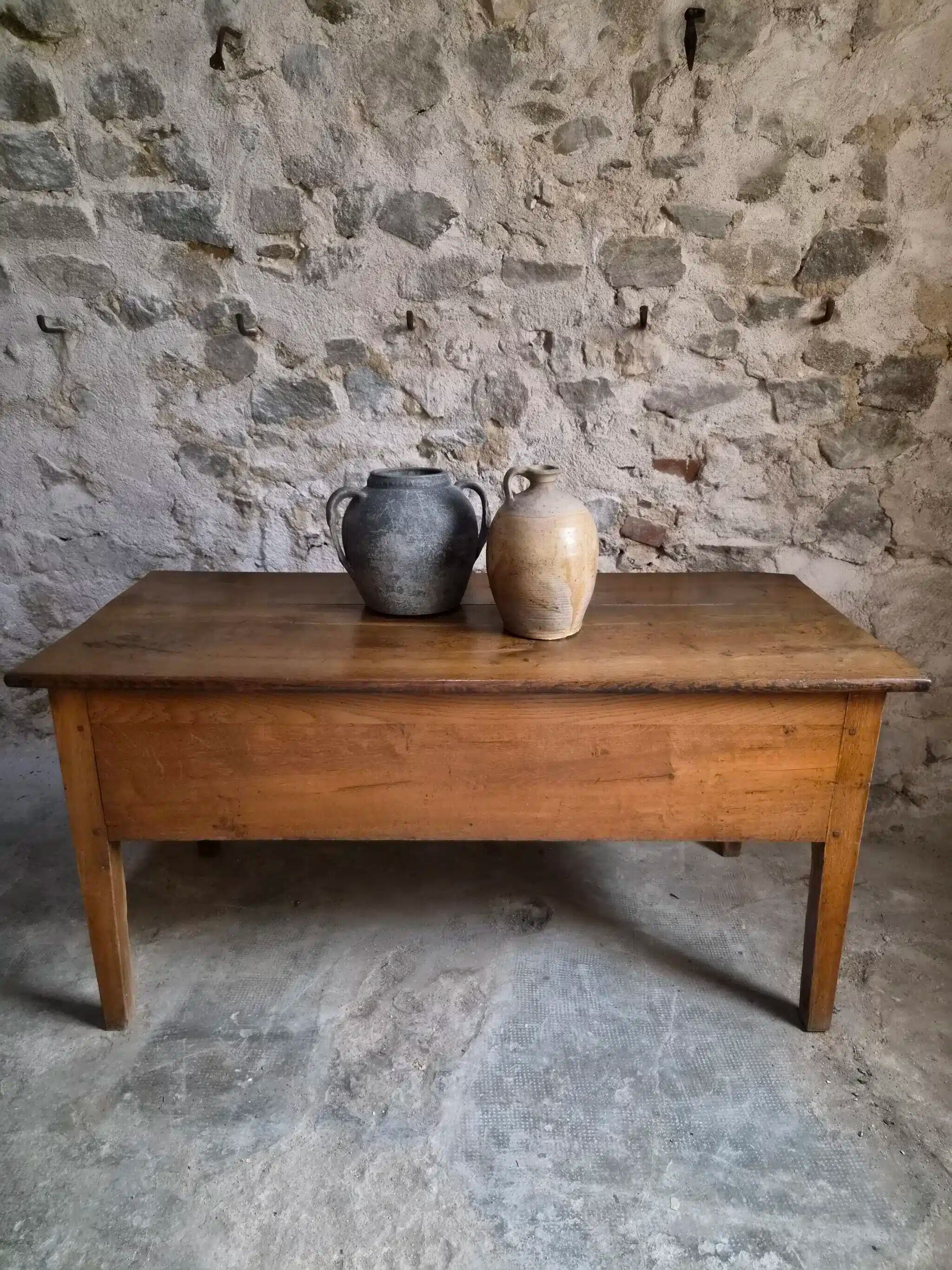 Antique oak flour chest from France, 19th century.