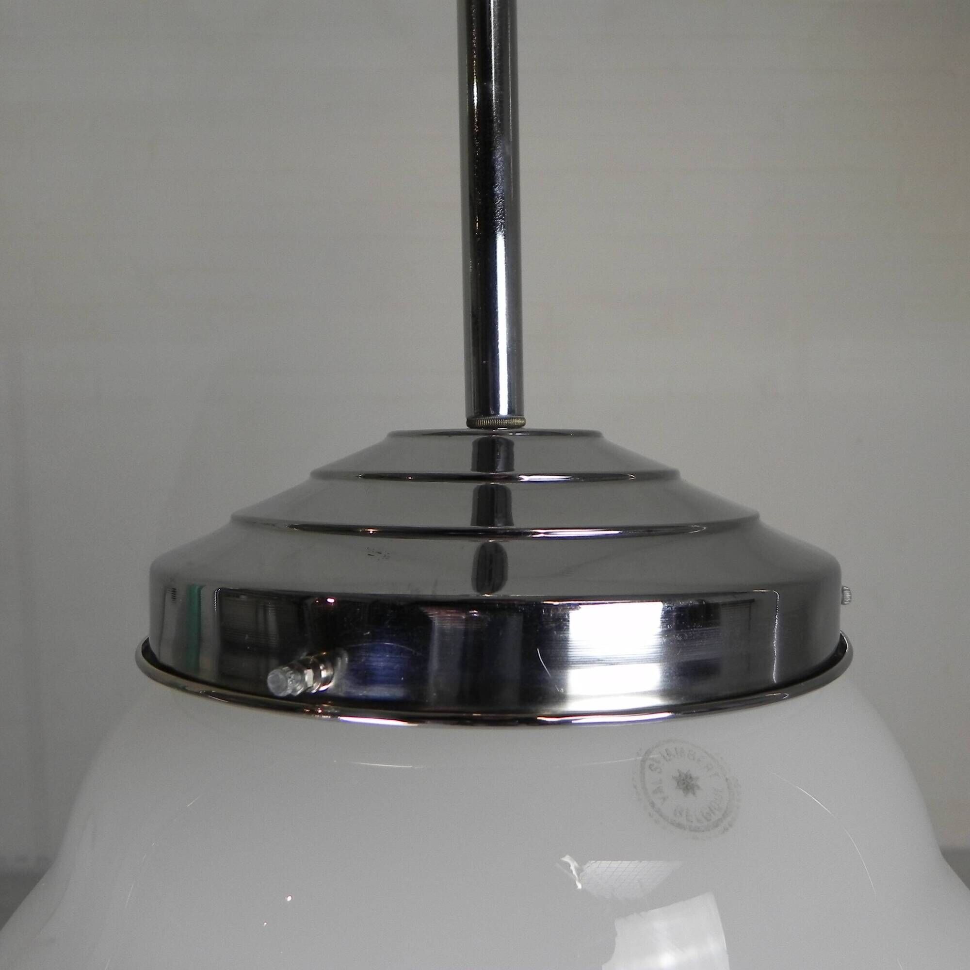 Art Deco suspension with opaline lampshade, Val St Lambert, 1930s
