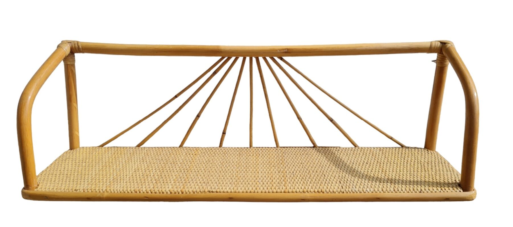 Bamboo and rattan wall shelf