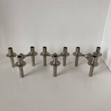Set of three metal candle holders Nagel by Caesar Stoffi, circa 1960.