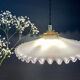 Suspension abat-jour vintage en opaline blanche