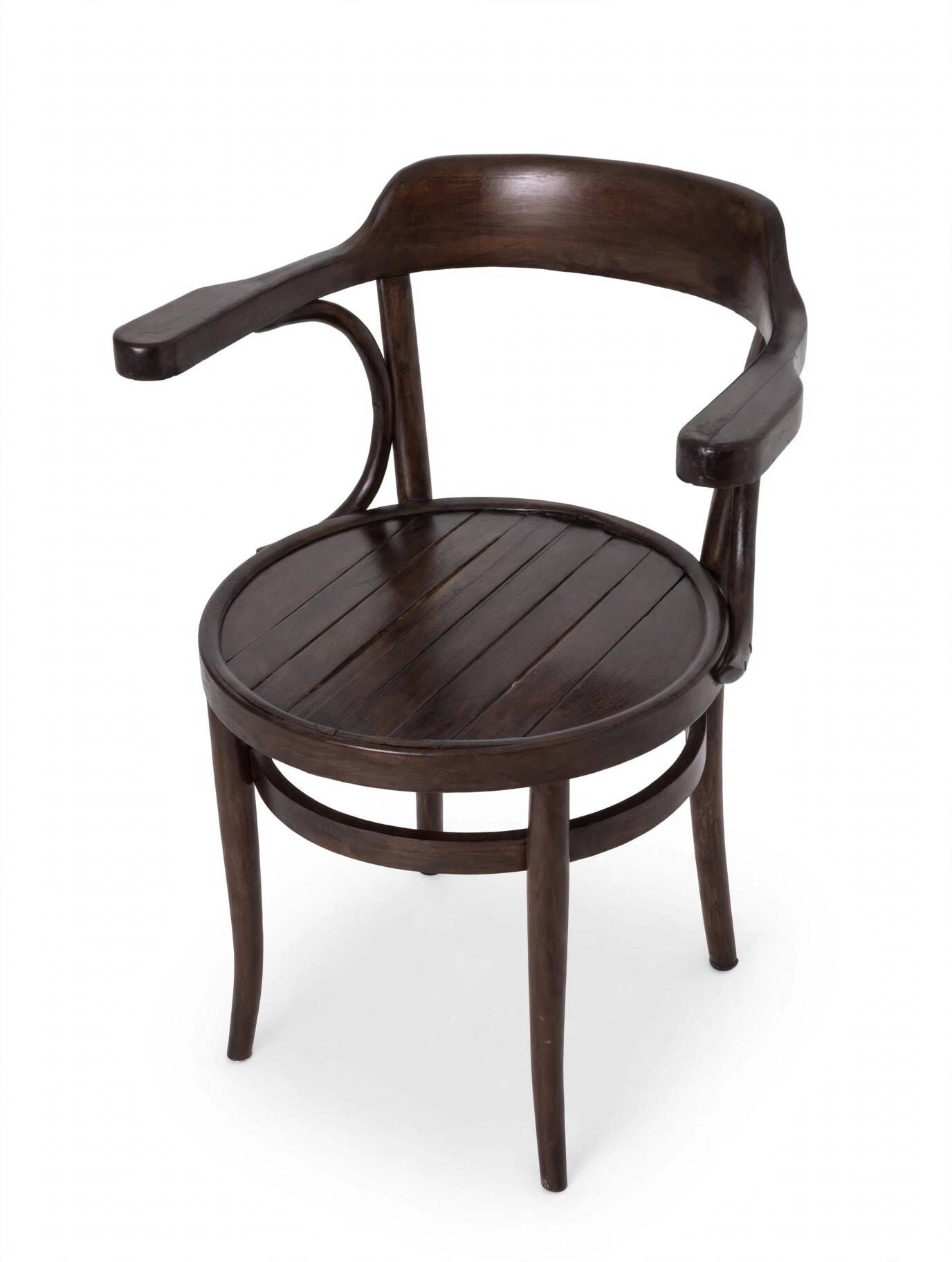Bistro Chair Curved Wood Thonet Style - Dark Walnut - Vintage