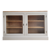 Buffet bas vitré beige et bois