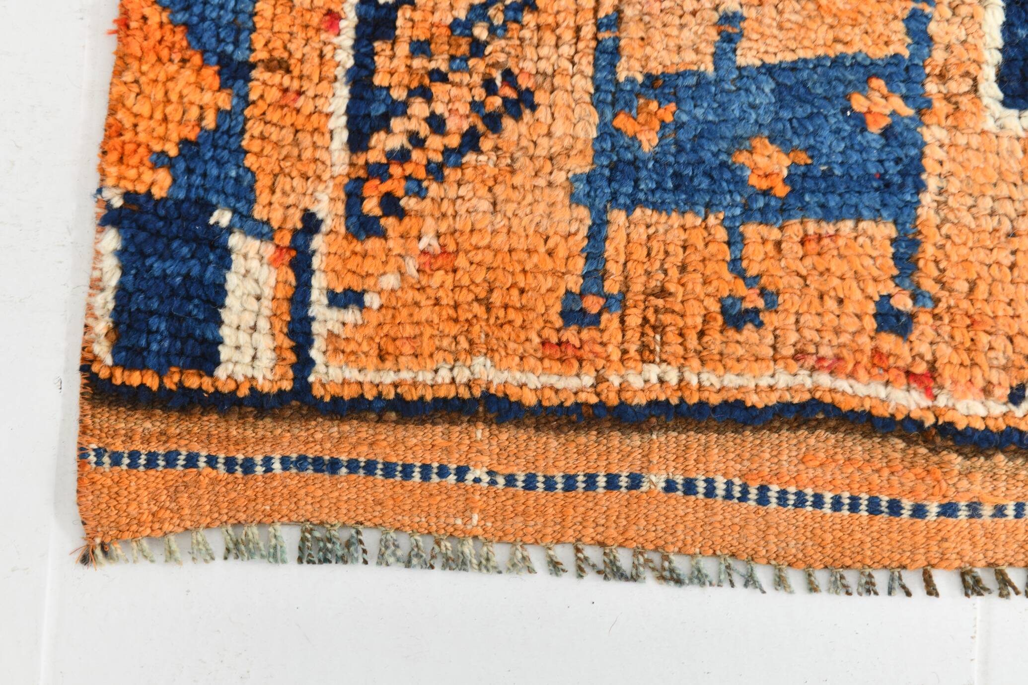 Tapis de couloir turc Orientel, orange délavé, bleu marine, 4 x 11, 105 x 339 cm, SK 23509