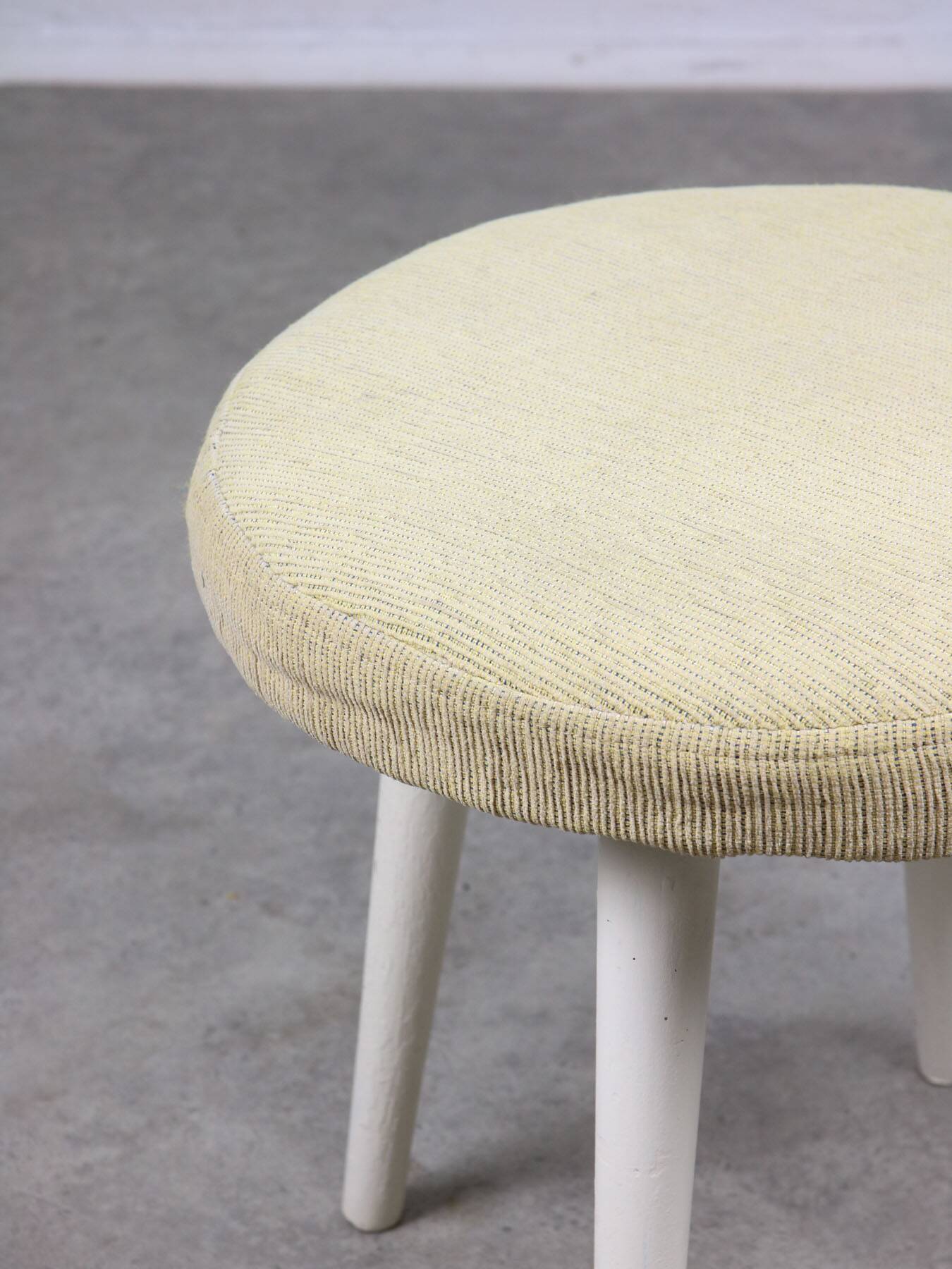 Vintage Italian Stool in Beige Fabric, 80s