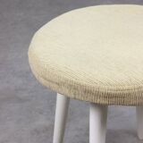 Tabouret vintage italien en tissu beige, années 80